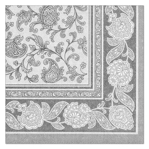 Servietten, grau "ROYAL Collection" 1/4-Falz 40 x 40 cm "Ornaments" 1