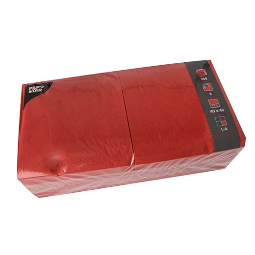 Servietten, rot 3-lagig 1/4-Falz 40 x 40 cm 1