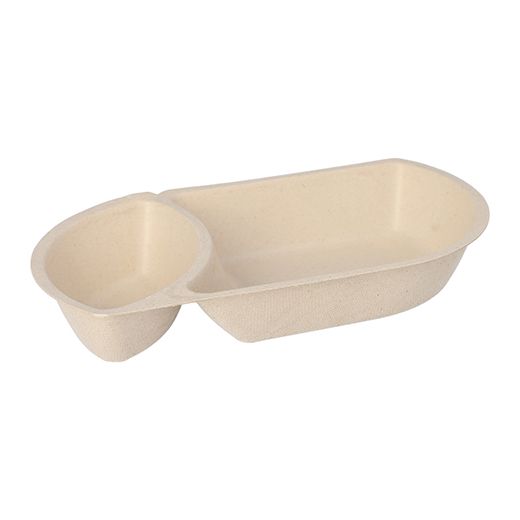 Snacktrays aus Zuckerrohr natur, 2-geteilt 12,4 x 22,4 cm x 3,6 cm 1