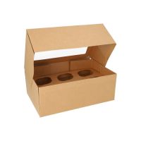Cup-Cake Kartons eckig 10 x 27 x 17,5 cm mit Sichtfenster aus PLA (für jeweils 6 Stück)