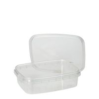 Feinkostbecher, PP eckig 150 ml 2,9 x 8,6 x 10,9 cm transparent mit Originalitätsverschluss