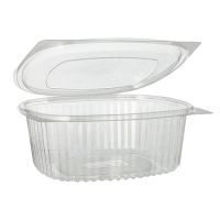 Feinkostbecher & Salatschalen To Go mit Klappdeckel, R-PET oval 1000 ml