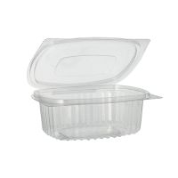 Feinkostbecher & Salatschalen To Go mit Klappdeckel, R-PET oval 375 ml