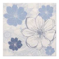 Servietten, 3-lagig 1/4-Falz 33 cm x 33 cm "Blue Floret"