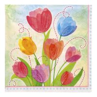 Servietten, 3-lagig 1/4-Falz 33 cm x 33 cm "Tulip Bouquet"