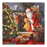 Servietten, 3-lagig 1/4-Falz 33 x 33 cm "Flying Santa"