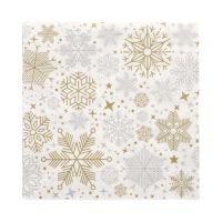 Servietten, 3-lagig 1/4-Falz 33 x 33 cm silber/gold "Flocons"