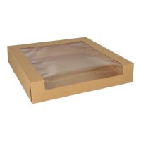 Tortenkartons mit Deckel eckig 5,5 cm x 30 cm x 30 cm mit Sichtfenster aus PLA